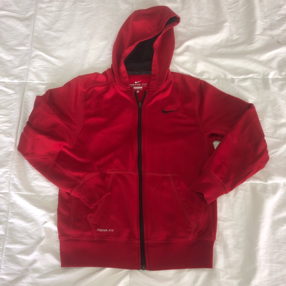 Red Nike ThermaFit Zip Up Jacket Youth Size Large